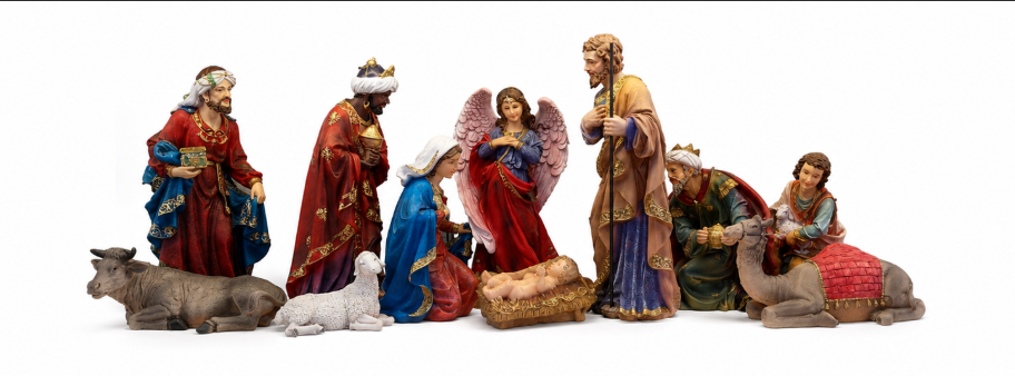 Deluxe Nativity Scene Set – Holy Family with Three Wise Men and Angel