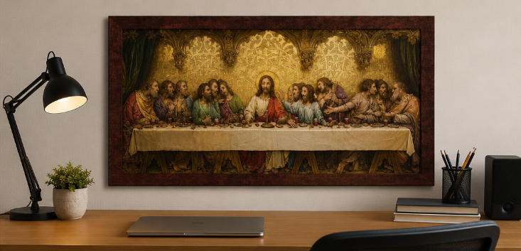The Last Supper Ornate Framed Wall Art – Premium Catholic Eucharistic Masterpiece