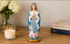 Our Lady of Lourdes Statue – Blessed Virgin Mary with Rosary in Prayer