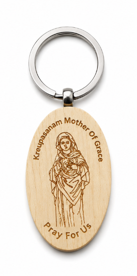 Kreupasanam Mother of Grace Wooden Keychain