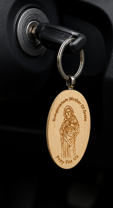 Kreupasanam Mother of Grace Wooden Keychain