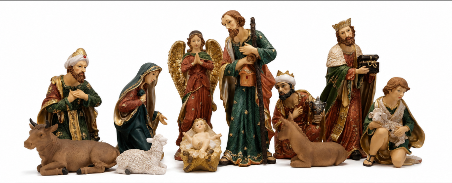 Premium Nativity Scene Set – Holy Family with Angel, Wise Men & Shepherd
