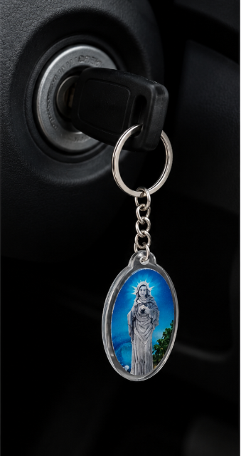 Blessed Kreupasanam Mary Oval Metal Keychain