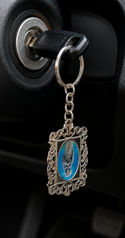 Blessed kreupasanam Mary Ornate Silver Filigree Metal Keychain