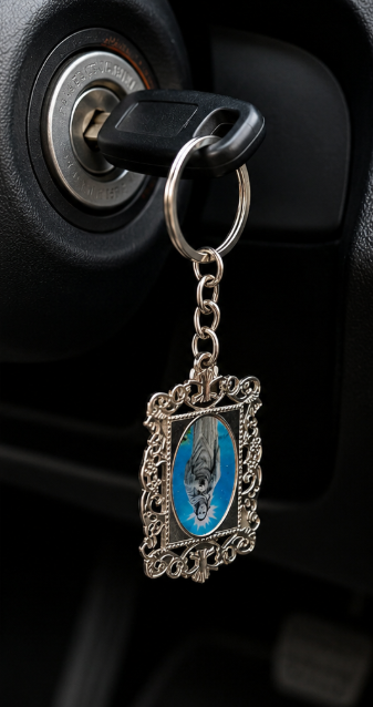Blessed kreupasanam Mary Ornate Silver Filigree Metal Keychain