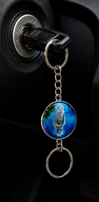 Blessed Kreupasanam Mary Round Metal Keychain