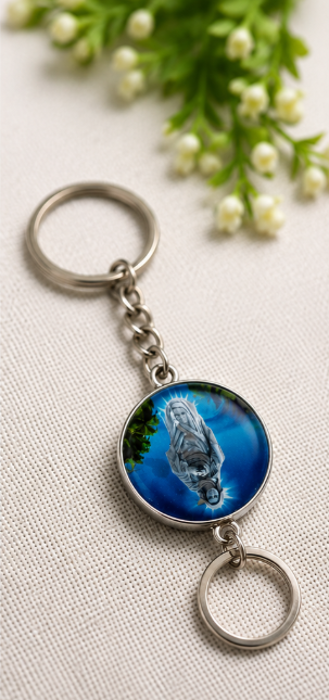 Blessed Kreupasanam Mary Round Metal Keychain