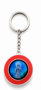 Blessed Kreupasanam Mary Round Acrylic Keychain with Red Border