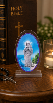 Blessed Kreupasanam Mary Oval Acrylic Desktop Prayer Frame