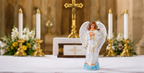 Guardian Angel Statue – Heavenly Protector with Folded Hands (White & Gold Finish)