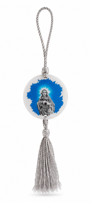 Blessed kreupasanam Mary Car Hanging Ornament with Silver Tassel
