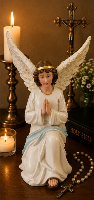 Praying Guardian Angel Statue
