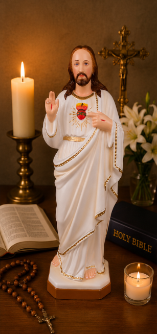 Sacred Heart of Jesus White Robe Statue