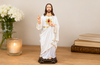 Sacred Heart of Jesus Statue – Divine Mercy and Sacred Love (White & Gold Finish)