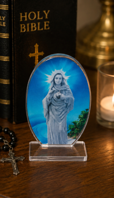 Blessed Kreupasanam Mary Oval Acrylic Desktop Plaque