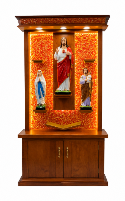 Sacred Heart Family Prayer Altar with LED Illumination