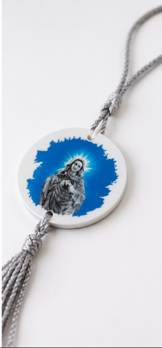 Blessed kreupasanam Mary Car Hanging Ornament with Silver Tassel