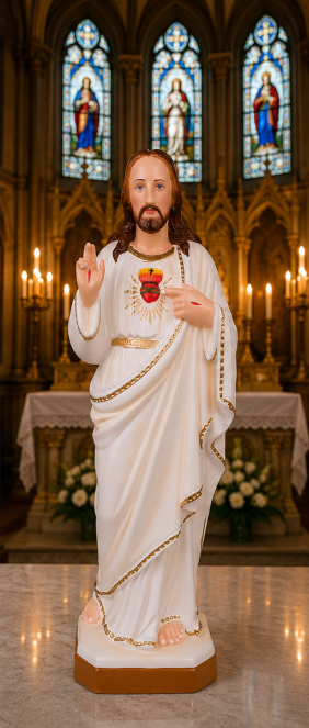 Sacred Heart of Jesus White Robe Statue