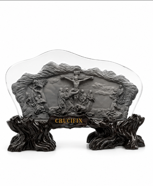 Calvary Crucifixion Crystal Plaque