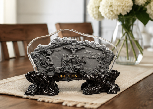Calvary Crucifixion Crystal Plaque