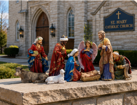 Deluxe Nativity Scene Set – Holy Family with Three Wise Men and Angel